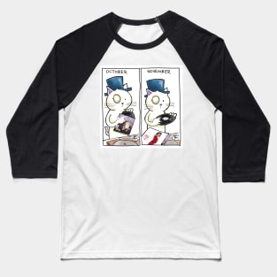 Dapper Cat Season Changes Baseball T-Shirt